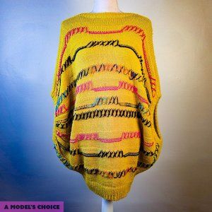EASEL UNIQUE YELLOW MULTI-COLOR WOVEN SWEATER DRESS - WOMENS MEDIUM LARGE